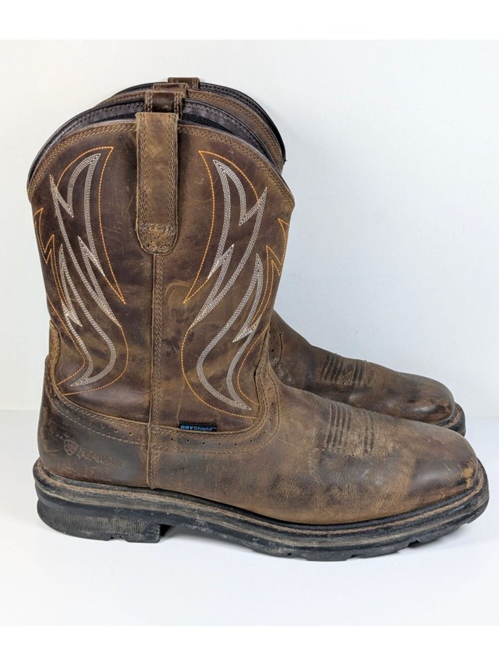 Ariat Sierra Work Boots Mens 13 EE Square Toe Brown Western Cowboy Waterproof - Picture 2 of 8